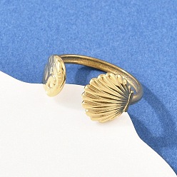 Shell Shape 304 открытые манжеты из нержавеющей стали для женщин, золотые, формы раковины, 11.5 мм, размер США 9 3/4 (19.5 мм)
