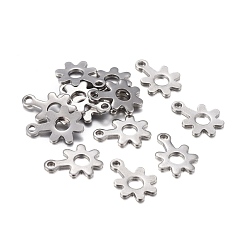 Edelstahl Farbe Anlaufgeschützt 201 Charms aus Edelstahl, hohl, Laserschnitt, Blume, Edelstahl Farbe, 11x8x0.7 mm, Bohrung: 1.2 mm