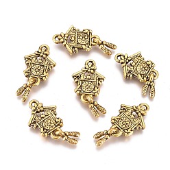 Античное Золото Подвески из сплава , без кадмия и без свинца, дом, античное золото , Размер : длиной около 25 мм , шириной 12.5 мм , толщиной 3 мм , отверстие : 2 мм