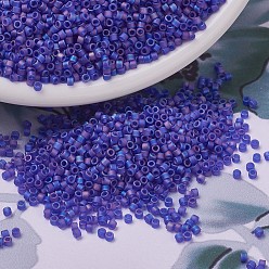 (DB0864) Matte Transparent Cobalt AB MIYUKI Delica Beads, Cylinder, Japanese Seed Beads, 11/0, (DB0864) Matte Transparent Cobalt AB, 1.3x1.6mm, Hole: 0.8mm, about 100000pcs/500g