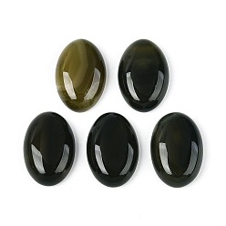 Темно-оливково-зеленый Натуральный агат (окрашенный и нагретый) кабошоны, овальные, плоский зад, темно-оливковый зеленый, 29.5~30.5x19.5~20.5x7~8.5 мм