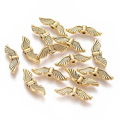 Античное Золото Сплавочные овальные бусины тибетского стиля , кадмия и никеля свободно &, без свинца, крыло, античное золото , 21x6.5x2.5 мм, отверстие : 1.5 мм, Около 1005 шт / 1000 г