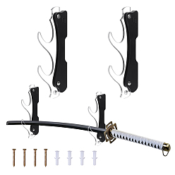 Black Wood & Acrylic Adjustable Wall-mounted Knife and Sword Holder, Black, 205x85x14mm, Hole: 10mm