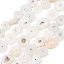 Гальванический Агат Натуральные бусины из агатовых срезов с друзами подсолнечника, самородки, 13~23x14~21x6~8 мм, отверстие : 1.4 мм, около 23~24 шт / нитка, 15.83''~16.34'' (40.2~41.5 см)