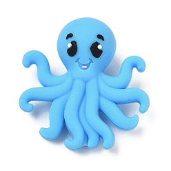 Осьминог Силиконовые бусины, фокусные бусы, синие, осьминог, 31x30x13.5 мм, отверстие : 2 мм
