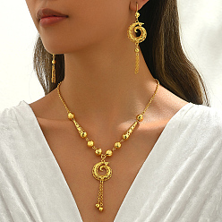 Золотой Комплект из винтажного сплава, геометрического полого ожерелья и серег для женского банкета, золотые