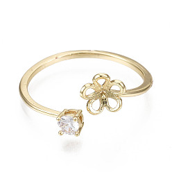 Прозрачный Манжета из латуни с микрокубическим цирконием, за половину пробурено бисера, без никеля , реальный 18 k позолоченный, прозрачные, 1.2~11 мм, внутренний диаметр: 18 мм, лоток: 5 мм, штифт: 0.8 мм