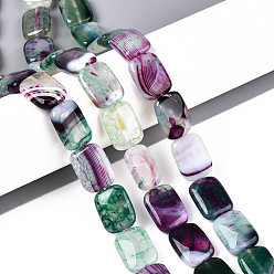 Морско-зеленый Природный агат бисер нитей, окрашенные, прямоугольные, цвета морской волны, 17~19x13~14x5~6.5 мм, отверстие : 1 мм, около 22 шт / нитка, 15.55~15.75 дюйм (39.5~40 см)