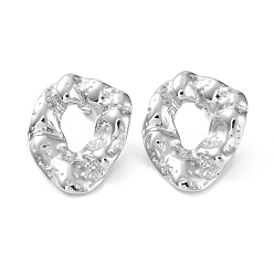 Нержавеющая Сталь Цвет Не тускнеют 304 серьги-гвоздики из нержавеющей стали, Twist пончик, цвет нержавеющей стали, 31x25.5 мм