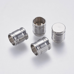 Stainless Steel Color Tarnish Resistant 201 Stainless Steel Cord End Caps, Column, Stainless Steel Color, 7x6mm, Hole: 5mm