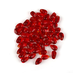 Красный Прозрачные стеклянные амулеты, слеза, красные, 9x6x6 мм, отверстие : 0.8 мм