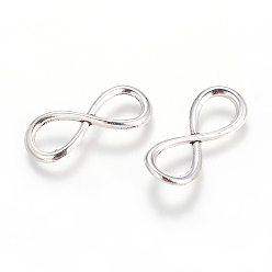 Античное Серебро Соединительные элементы в тибетском стиле, без кадмия и без свинца, бесконечность, античное серебро, 31x13x2 мм, отверстие : 11x8 мм