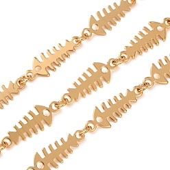 Golden 304 Edelstahl-Fischgrätengliederketten, ungeschweißte, mit Spule, golden, 8x1 mm
