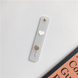 Gainsboro Rectangle with Heart Pattern Silicone Phone Strap Grip Holder Finger, Telescopic Phone Finger Strap Stand, Universal Finger Kickstand, Gainsboro, 10cm