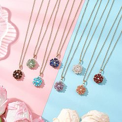 Смешанные камни Подвеска в виде цветка из натуральных смешанных драгоценных камней 304 Цепочки из нержавеющей стали с основанием из стеклянных бус, золотые, 17.72 дюйм (45 см)