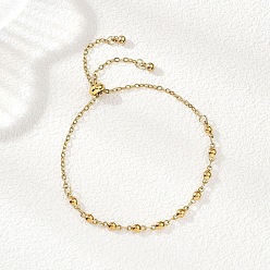 Настоящее золото 18K 304 Браслеты-слайдеры из нержавеющей стали и цепочек-звеньев для женщин, с пластмассой ccb, реальный 18 k позолоченный, 10-1/4 дюйм (26 см)