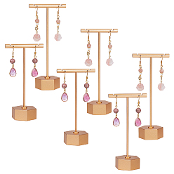 Шестиугольник 6 наборы 2 стили литые Т-образные одиночные подвесные серьги-подставки, золотые, фото реквизит, шестиугольник, 6x3.5x11.7~13.8 см, 3 наборы / стиль