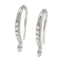 Платинированный Латунные крючки для сережек, долговечный, без никеля , с ABS имитации жемчуга, Реальная платина, 18.5x10x2 мм, отверстие : 1.8 мм