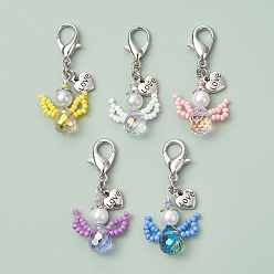 (52) Непрозрачная лаванда Стеклянные бусины ангела, подвесные украшения, Подвеска с застежкой-лобстером для украшения сумки, разноцветные, 40 мм