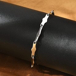 Нержавеющая Сталь Цвет 304 браслеты из нержавеющей стали с костяными звеньями для мужчин и женщин, цвет нержавеющей стали, 7-1/4 дюйм (18.5 см)