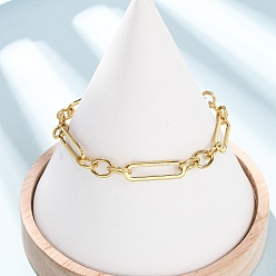 Золотой 304 Браслеты из нержавеющей стали в виде скрепки и овальных звеньев для женщин, золотые, 6.89 дюйм (17.5 см)