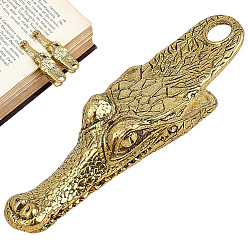 Antique Golden 2Pcs Crocodile Alloy Clips, for Paper Document, School Office Supplies, Antique Golden, 55x15x11mm