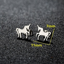 Единорог 201 из нержавеющей стали серьги, цвет нержавеющей стали, единорог, 7x11 мм