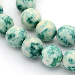 Medium Sea Green Natural Ocean White Jade Round Beads Strands, Dyed, Medium Sea Green, 10mm, Hole: 1mm, about 40pcs/strand, 15.7 inch