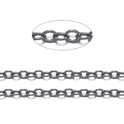 Bronze Chaînes de câble en laiton, soudé, avec bobine, ovale, sans cadmium et sans nickel et sans plomb, plaqué longue durée, gris anthracite, 2x1.5x0.35mm, environ 301.83 pieds (92 m)/rouleau