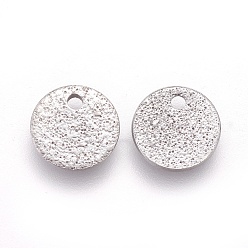 Stainless Steel Color Non-Tarnish 304 Stainless Steel Charms, Textured, Flat Round with Bumpy, Stainless Steel Color, 8x1mm, Hole: 1.2mm
