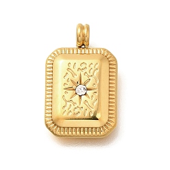 Прозрачный 304 из нержавеющей стали горный хрусталь подвески, ионное покрытие (ip), прямоугольник амулеты, неровный, прозрачные, 18.5x11.5x2.5 мм, отверстие : 2.5 мм