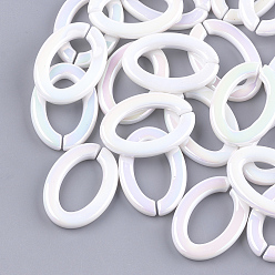 Seashell Color Acrylic Imitation Pearl Linking Rings, Quick Link Connectors, For Jewelry Chains Making, AB Color, Oval, Seashell Color, 28.5x20x3.5mm