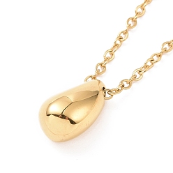 Golden Ion Plating(IP) 304 Stainless Steel Teardrop Pendant Necklace for Men Women, Golden, 16.14 inch(41cm)