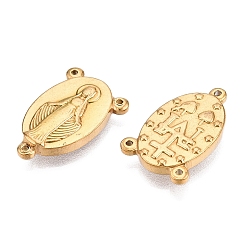 Настоящее золото 18K Ионное покрытие (ip) 201 подвески-шармы для четок из нержавеющей стали, овал с девственными мариными звеньями, реальный 18 k позолоченный, 21.5x14x3.5 мм, отверстие : 1 мм