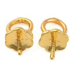 Настоящее золото 18K Стойки покрытие латунь подвесные поручительств, без свинца и без кадмия, долговечный, цветок, реальный 18 k позолоченный, 12x6.5 мм, отверстие : 4 мм