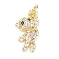 Настоящее золото 18K Латунные микро проложить кубического циркония подвески, нести прелести, без кадмия и без свинца, реальный 18 k позолоченный, 17x9x3.5 мм, отверстие : 3 мм