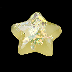 Светло-хаки Кабошоны из смолы, с чипом оболочки, звезда, светлый хаки, 15x16x6 мм