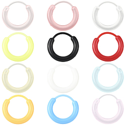 (52) Непрозрачная лаванда 72 шт. 12 серьги-кольца из цветной смолы, кольцо, разноцветные, 14x14x2.5 мм, 6 шт / цвет