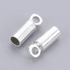 Серебро Латуни мозг заканчивается, Торцевые крышки, серебряный цвет гальваническим, 6x2 мм, отверстия: 1 mm, Внутренний диаметр: 1.5 mm