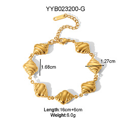 Другие 304 браслеты из нержавеющей стали ссылка для женщин, реальный 18 k позолоченный, раковина, 6-1/4 дюйм (16 см)