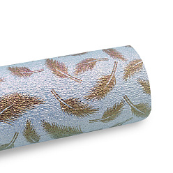 Аква Ткань из искусственной кожи с рисунком радужных перьев, для поделок ремесел, прямоугольные, вода, 1350x300x0.7 мм