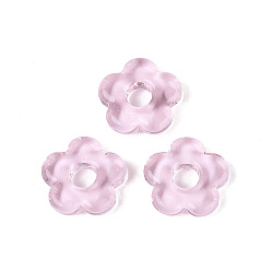 Pink Бусины лэмпворк , цветок, розовые, 15~16x16x3.5~4.5 мм, отверстие : 4.5~5 мм
