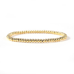 Золотой Латунные браслеты из эластичных бусин для женщин, круглые, золотые, 6.50 дюйм (16.5 см)