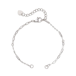 Нержавеющая Сталь Цвет 304 изготовление браслета-цепочки со скрепками из нержавеющей стали, не тускнеет, цвет нержавеющей стали, 6.10 дюйм (15.5 см)