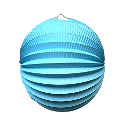 Голубой 3d круглый бумажный фонарик, для детского сада, рождество, хэллоуин, украшение для вечеринки, голубой, 240 мм