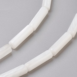 White Freshwater Shell Beads Strands, Column, White, 13x4mm, Hole: 0.5~1mm, about 30pcs/strand, 15 inch(38.1cm)