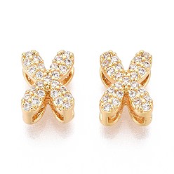 Letter X Латунные микропаве из прозрачного кубического циркония, буквы, без никеля , Письмо X, 9x7x5 мм, отверстие : 3 мм