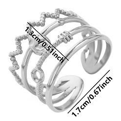 Нержавеющая Сталь Цвет Регулируемые манжеты из нержавеющей стали с открытыми кольцами, корона, цвет нержавеющей стали, 13 мм, внутренний диаметр: 17 мм