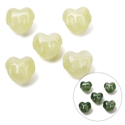 Green Yellow Resin UV Reactive Beads, Color Changing Beads, Melting Heart, Green Yellow, 15.5x18x15.5mm, Hole: 2mm
