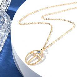 Овен 304 нержавеющая сталь кубический цирконий двенадцать созвездий рун кулон кабель цепь ожерелья для женщин, реальный 18 k позолоченный, Овен, 17.83 дюйм (45.3 см)